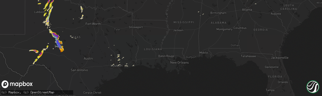 Hail map in Louisiana on May 3, 2024