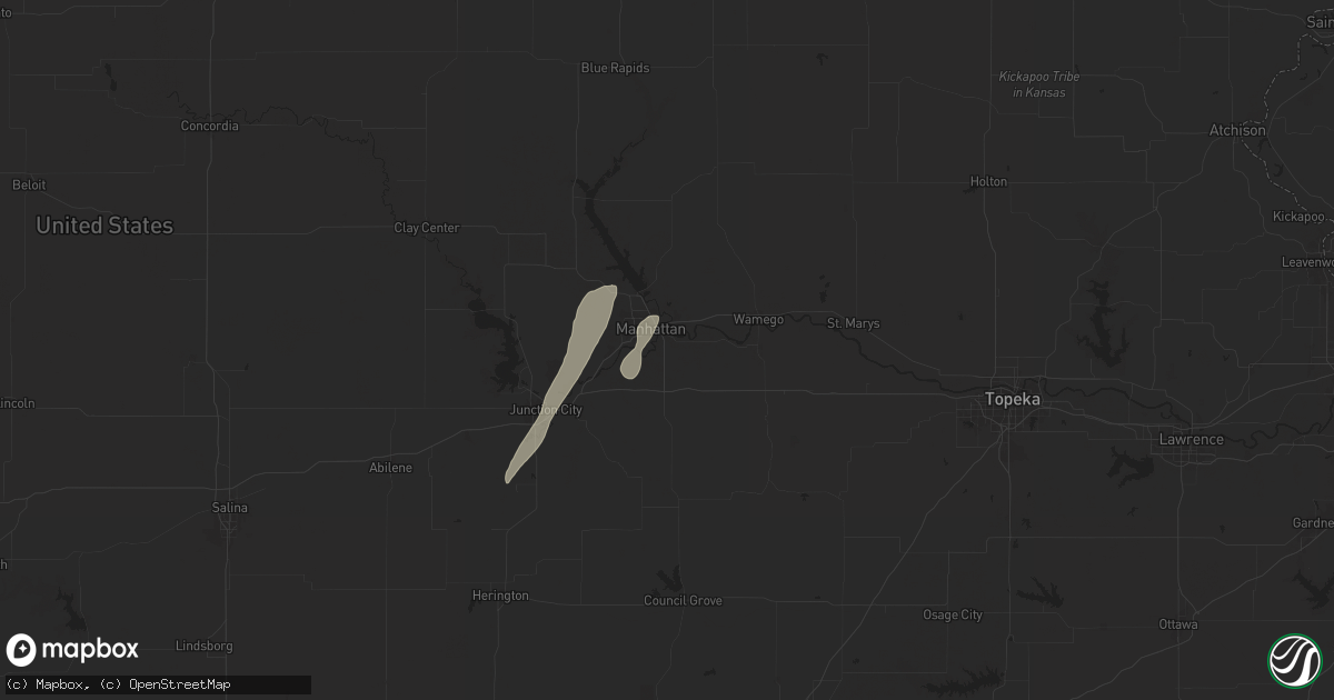 Hail map in Manhattan, KS on May 3, 2024