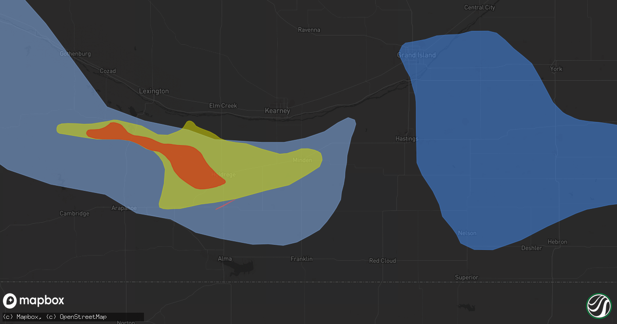 Hail map in Minden, NE on May 3, 2024