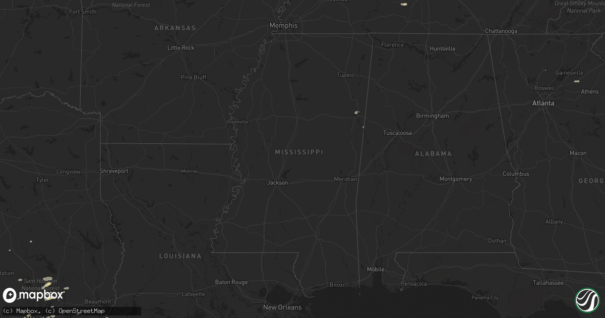 Hail map in Mississippi on May 3, 2024