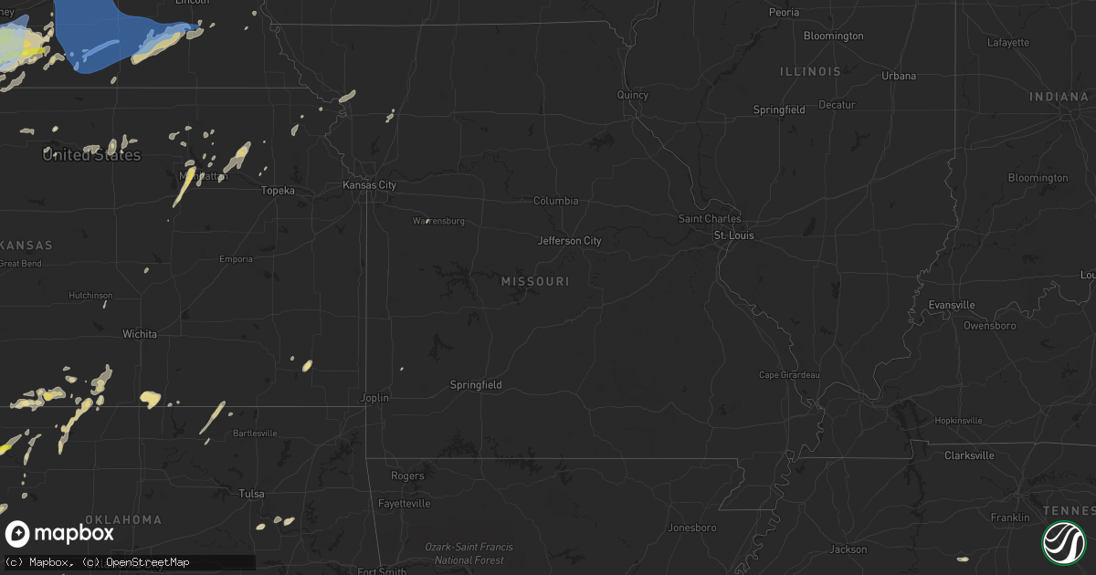 Hail map in Missouri on May 3, 2024