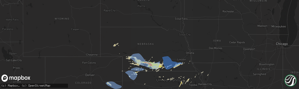 Hail map in Nebraska on May 3, 2024