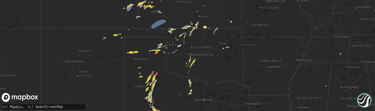 Hail map in Oklahoma on May 3, 2024