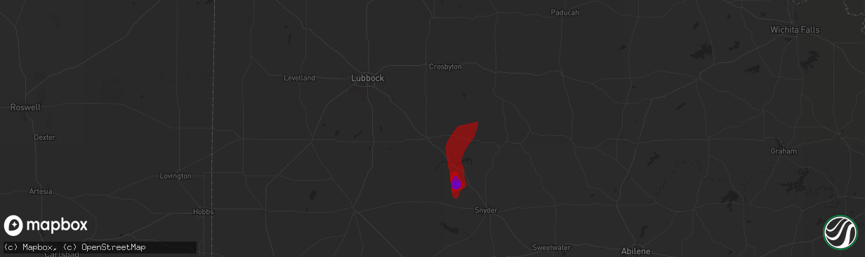 Hail map in Post, TX on May 3, 2024