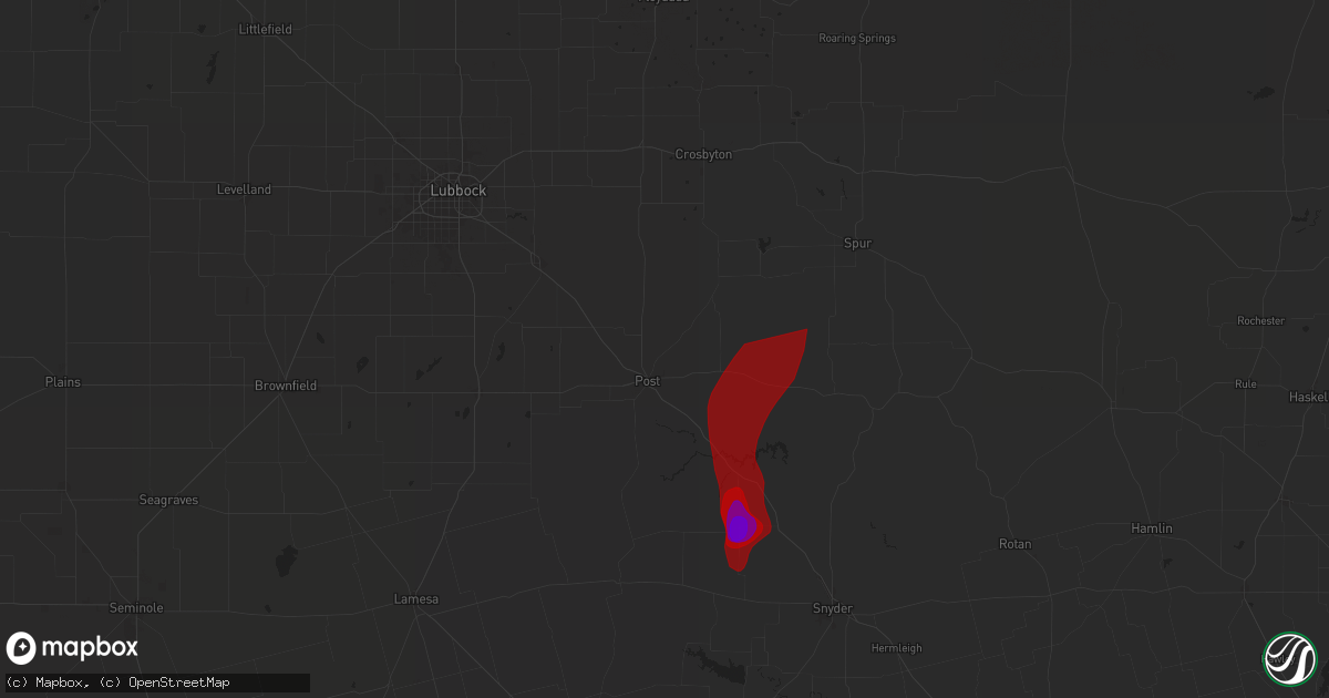 Hail map in Post, TX on May 3, 2024
