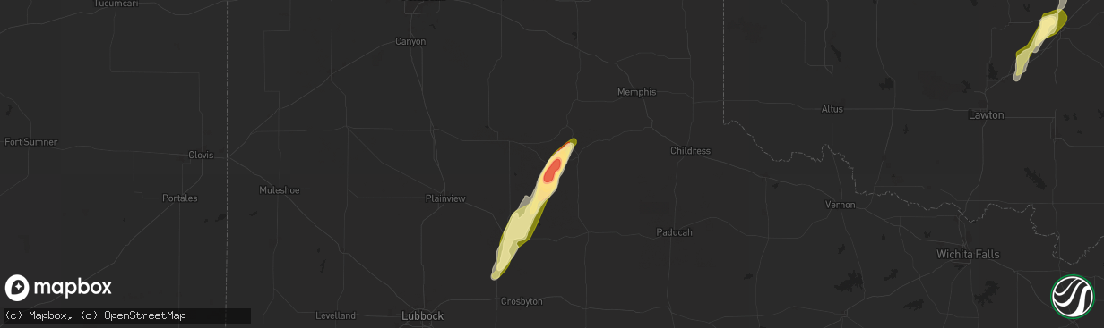 Hail map in Quitaque, TX on May 3, 2024