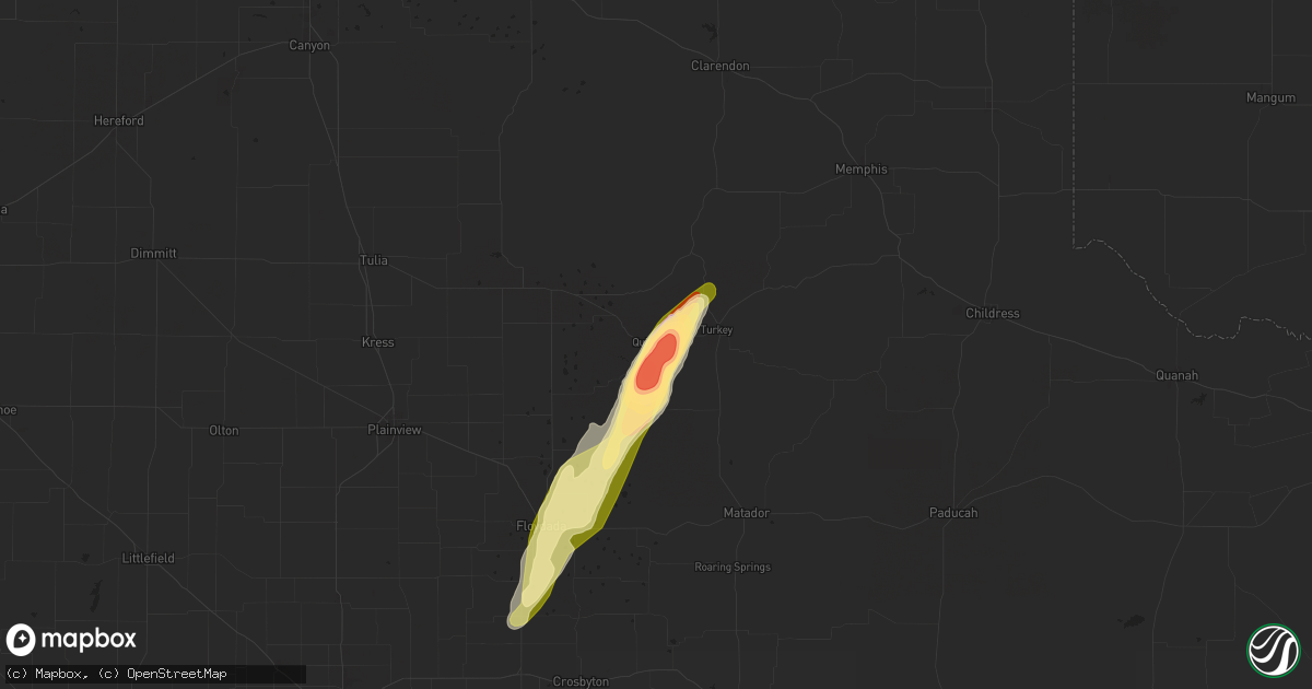 Hail map in Quitaque, TX on May 3, 2024
