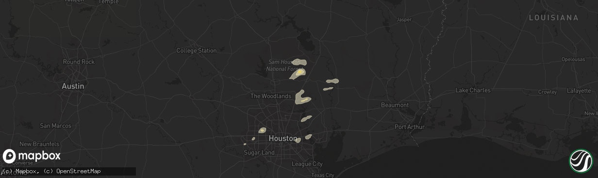 Hail map in Splendora, TX on May 3, 2024