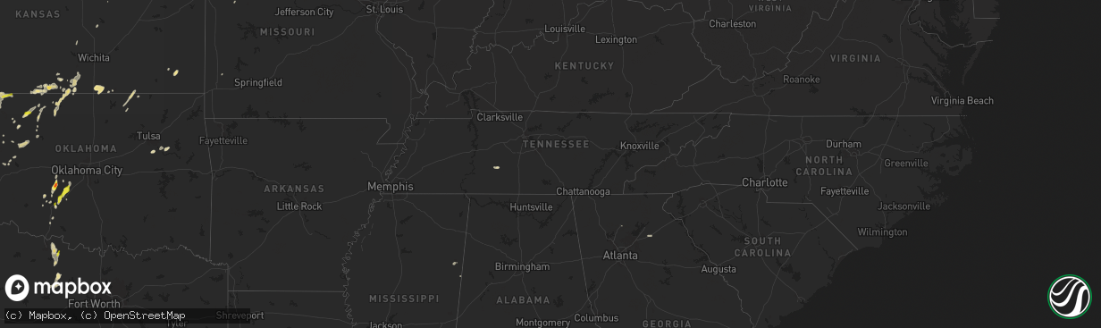 Hail map in Tennessee on May 3, 2024