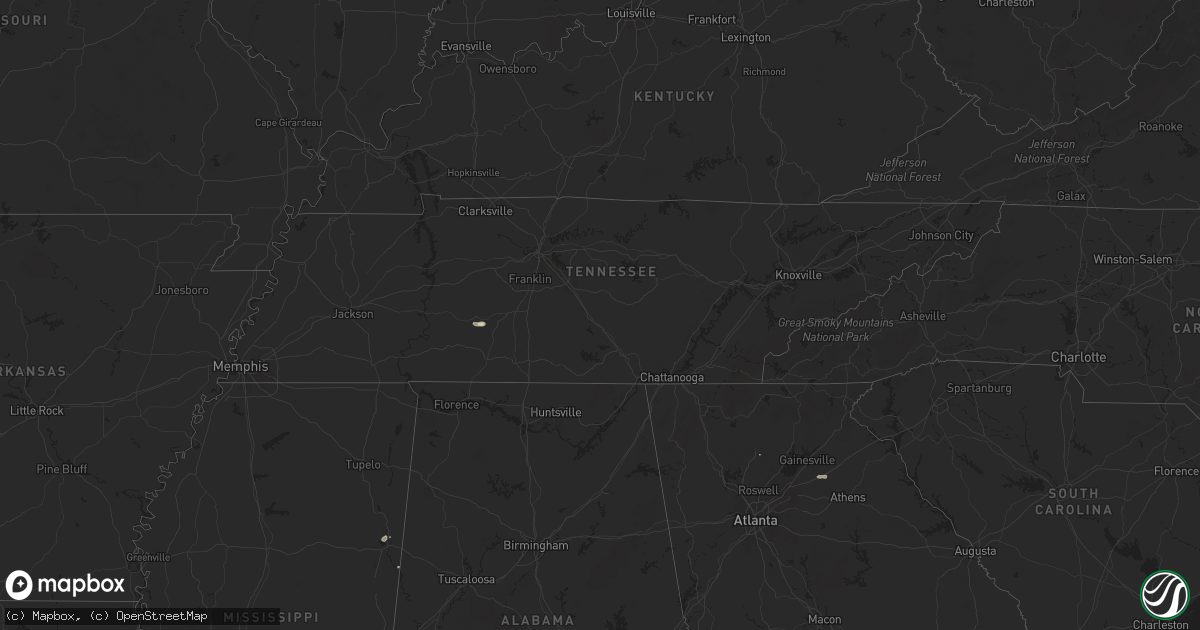 Hail map in Tennessee on May 3, 2024