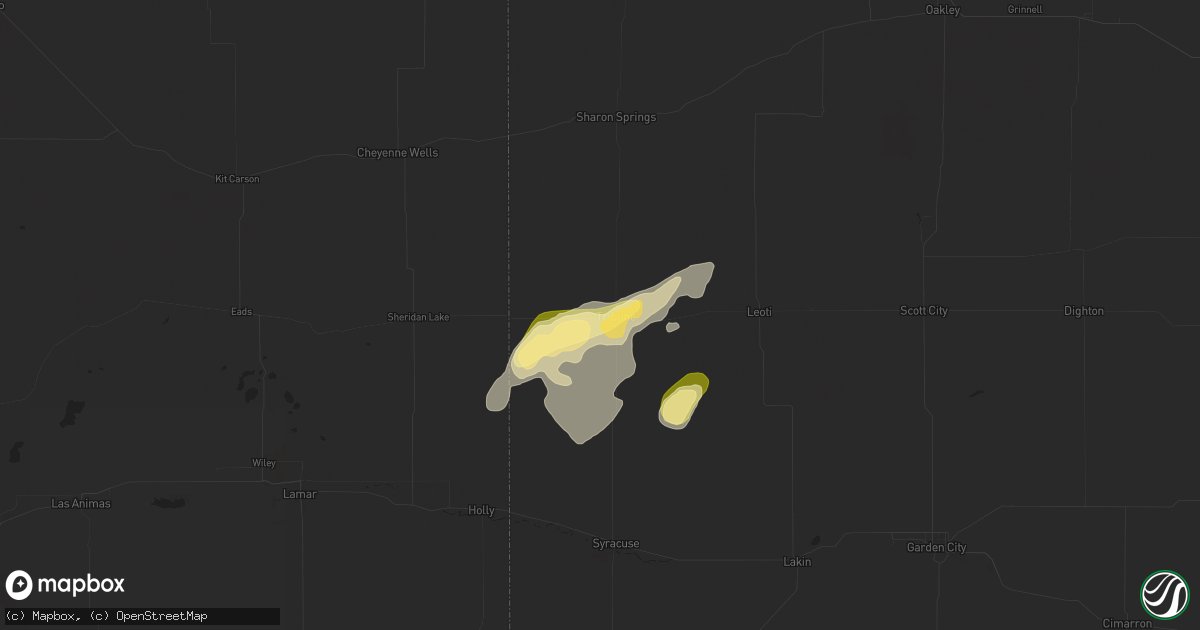 Hail map in Tribune, KS on May 3, 2024