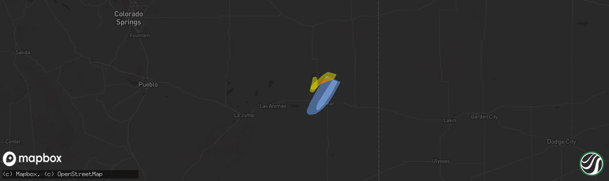 Hail map in Wiley, CO on May 3, 2024