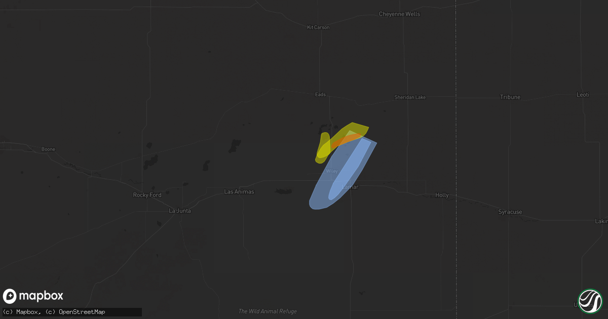 Hail map in Wiley, CO on May 3, 2024