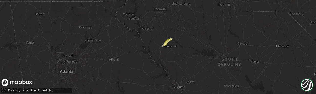 Hail map in Abbeville, SC on May 3, 2025