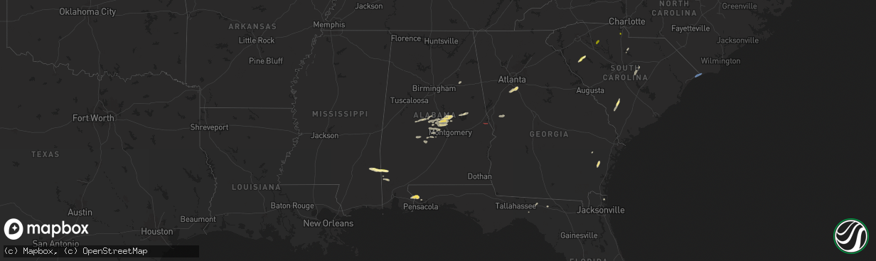 Hail map in Alabama on May 3, 2025