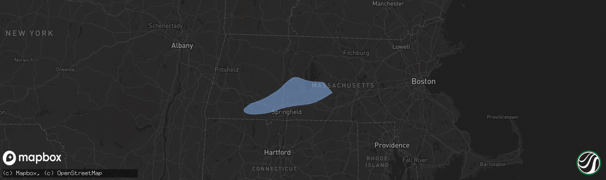 Hail map in Belchertown, MA on May 3, 2025