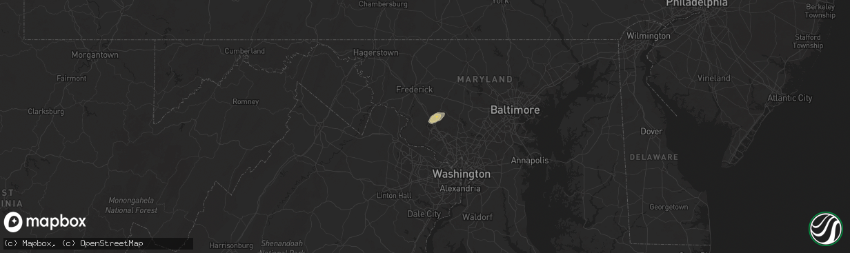 Hail map in Boyds, MD on May 3, 2025