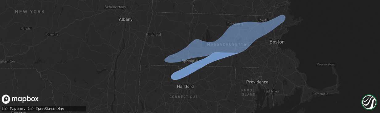 Hail map in Chicopee, MA on May 3, 2025