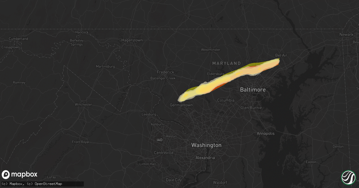 Hail map in Clarksburg, MD on May 3, 2025