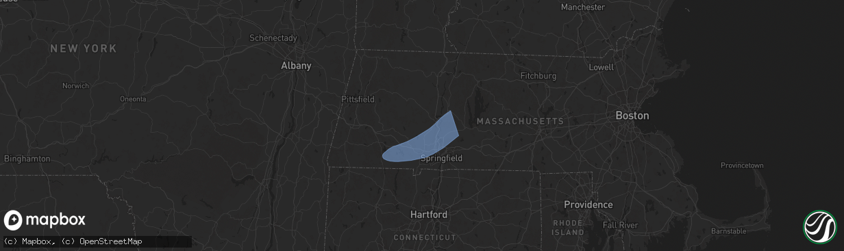 Hail map in Easthampton, MA on May 3, 2025