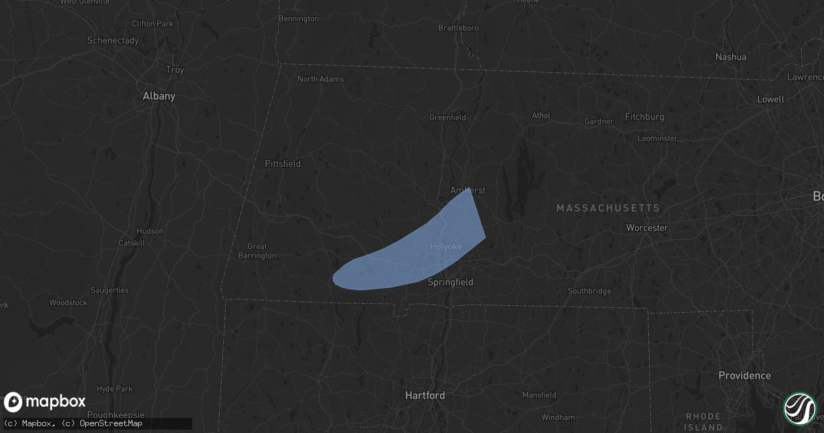 Hail map in Easthampton, MA on May 3, 2025