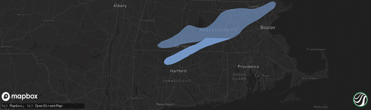 Hail map in Enfield, CT on May 3, 2025