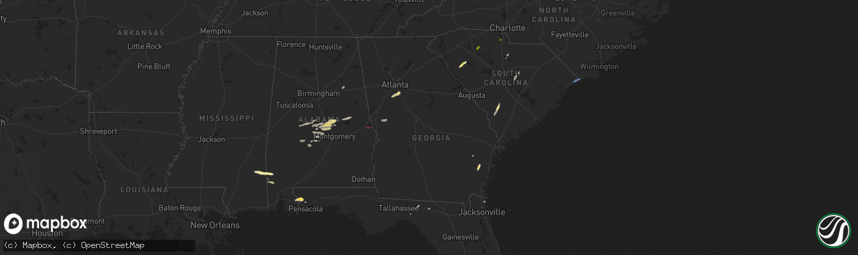 Hail map in Georgia on May 3, 2025