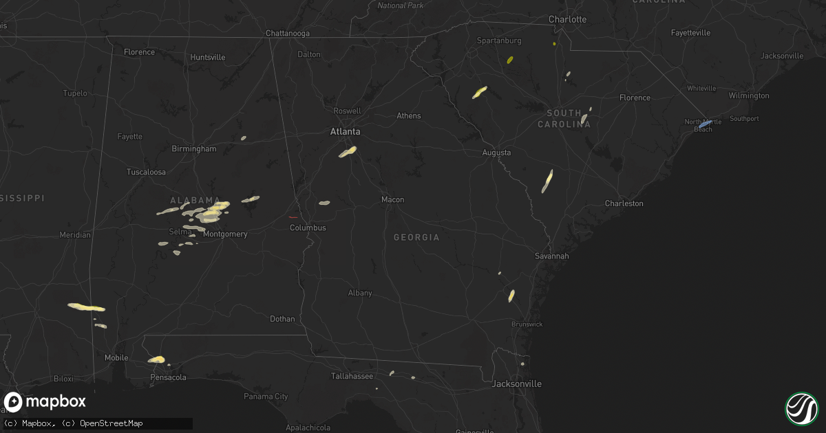 Hail map in Georgia on May 3, 2025