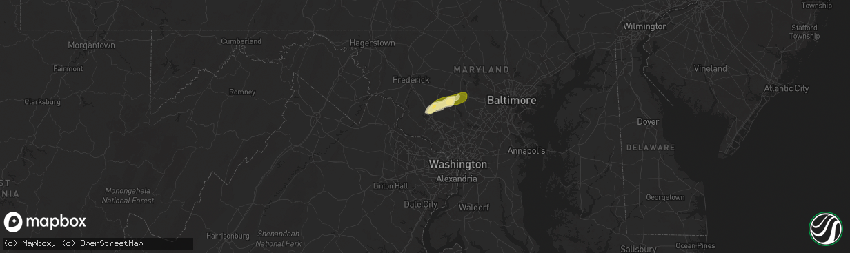 Hail map in Germantown, MD on May 3, 2025