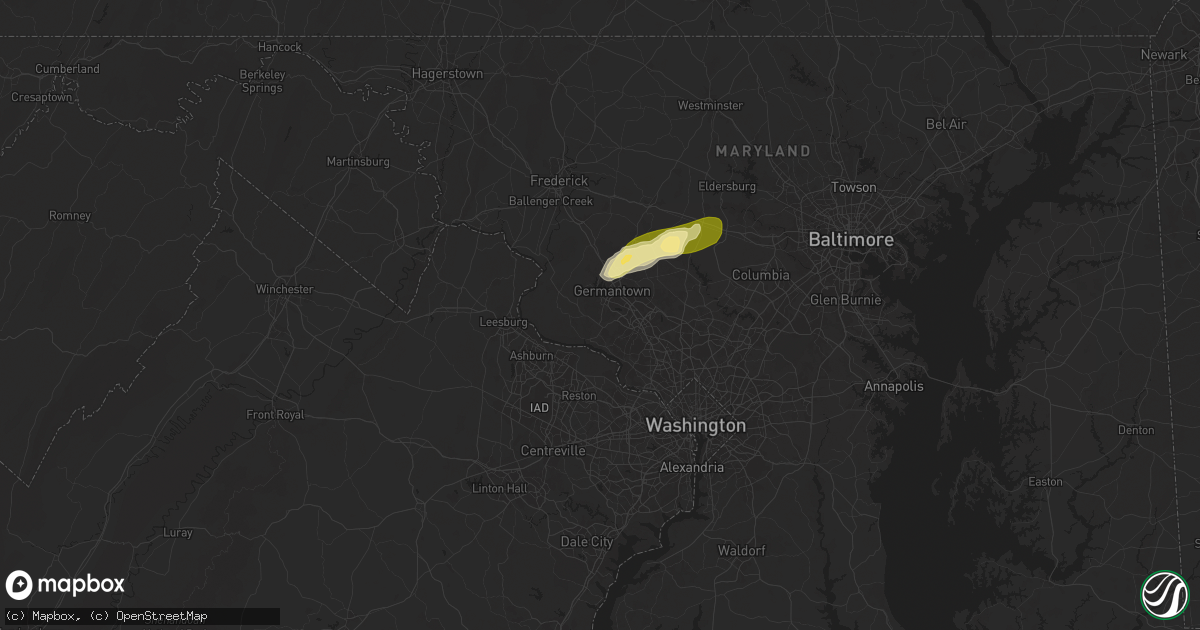 Hail map in Germantown, MD on May 3, 2025