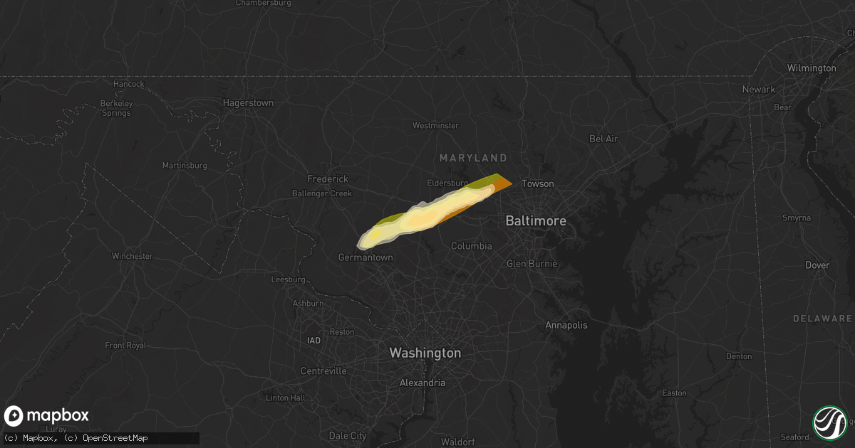 Hail map in Glenwood, MD on May 3, 2025