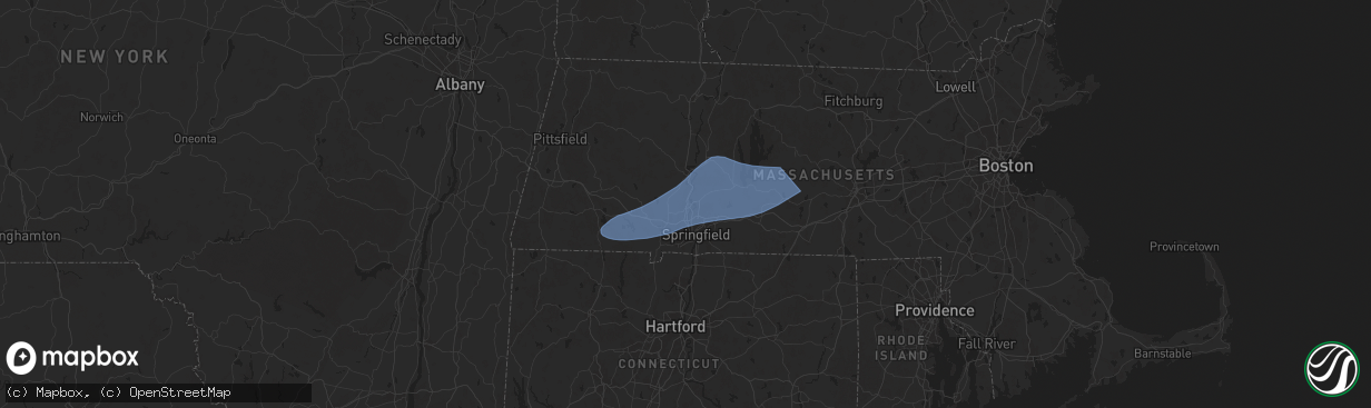 Hail map in Holyoke, MA on May 3, 2025