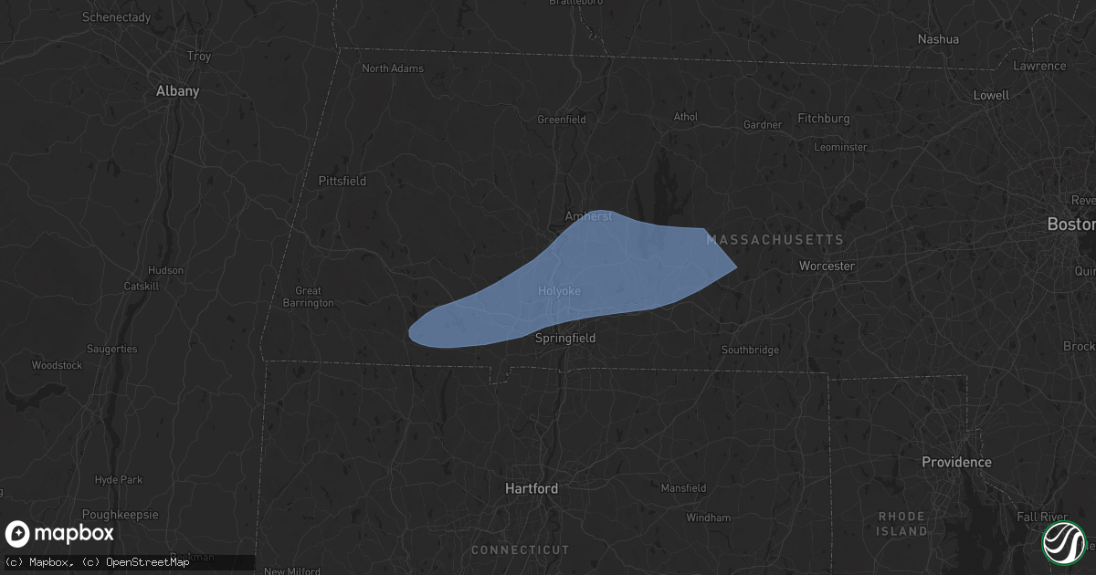 Hail map in Holyoke, MA on May 3, 2025