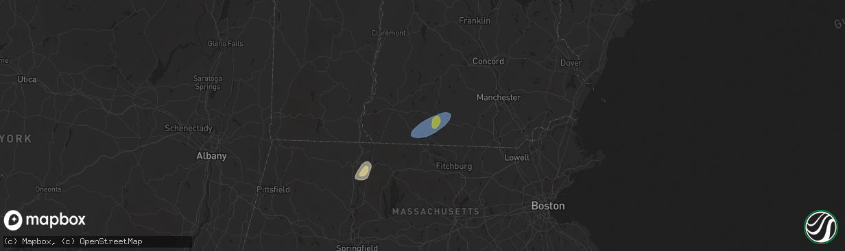 Hail map in Jaffrey, NH on May 3, 2025