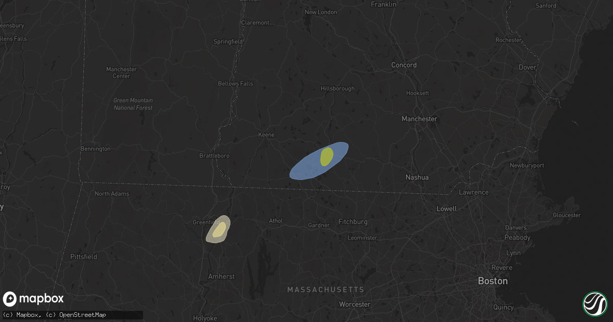 Hail map in Jaffrey, NH on May 3, 2025