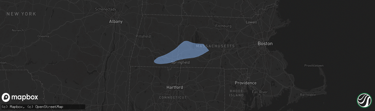 Hail map in Ludlow, MA on May 3, 2025