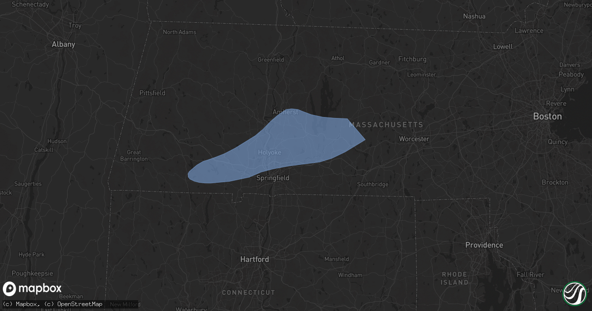 Hail map in Ludlow, MA on May 3, 2025