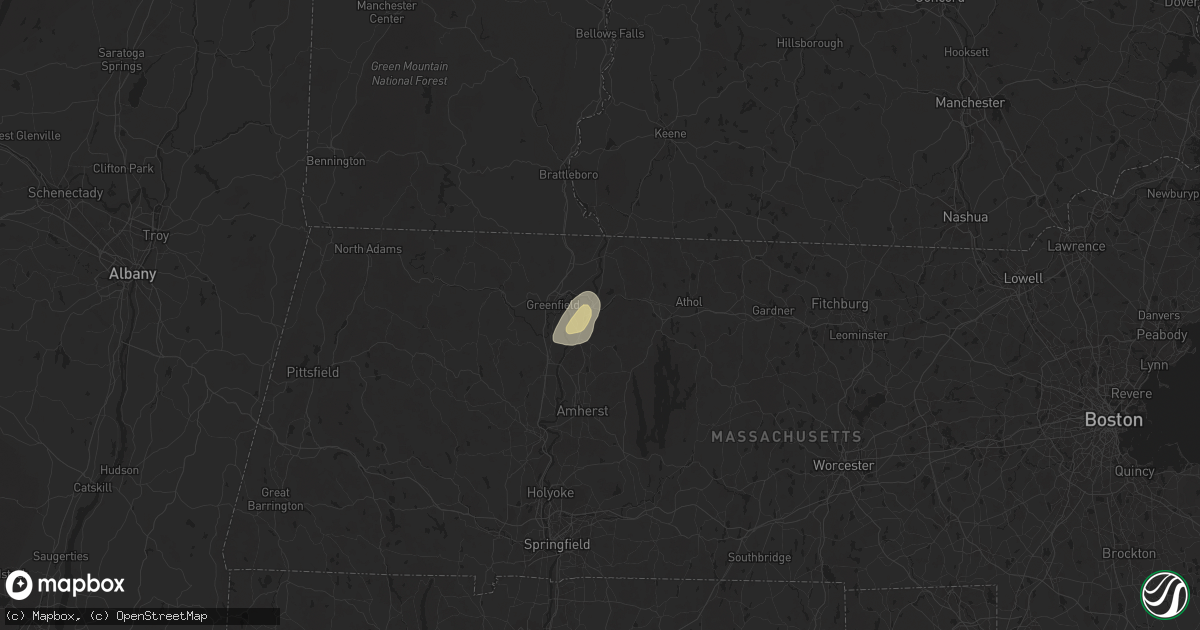 Hail map in Millers Falls, MA on May 3, 2025