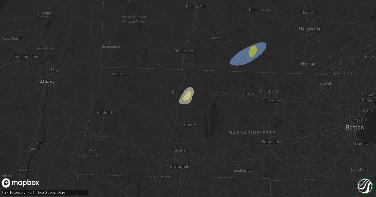 Hail map in Montague, MA on May 3, 2025