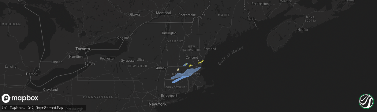 Hail map in New Hampshire on May 3, 2025