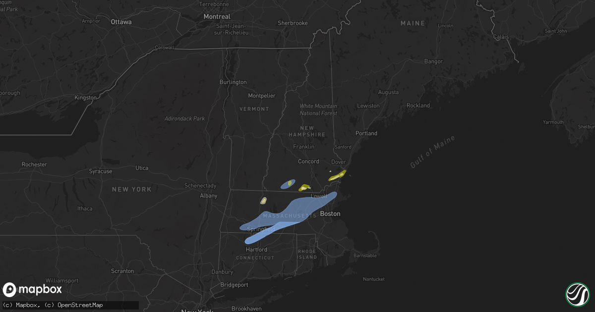 Hail map in New Hampshire on May 3, 2025