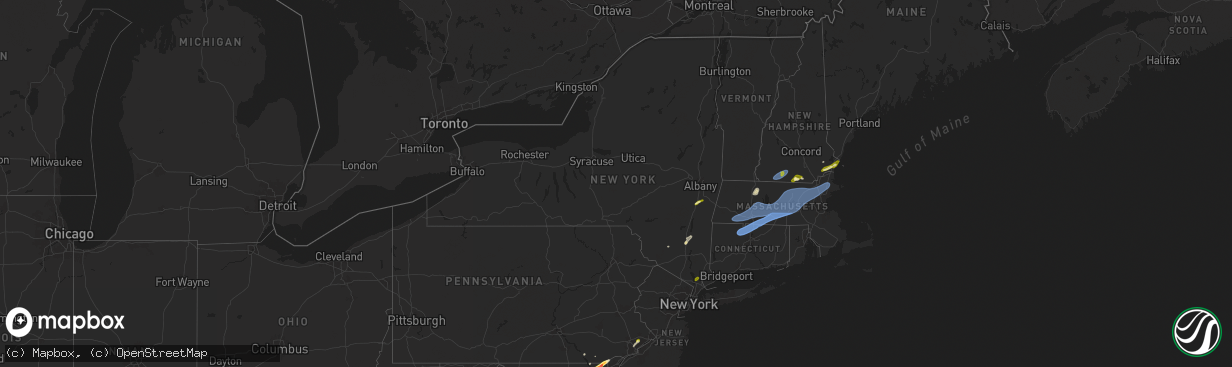 Hail map in New York on May 3, 2025