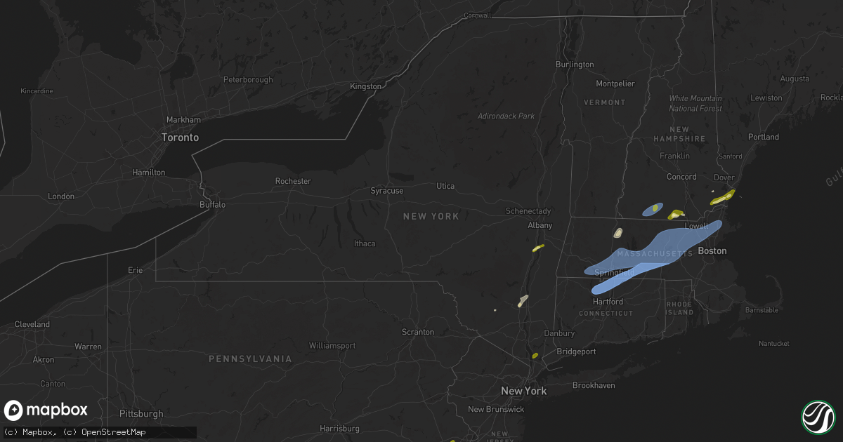 Hail map in New York on May 3, 2025