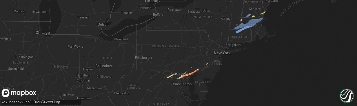 Hail map in Pennsylvania on May 3, 2025