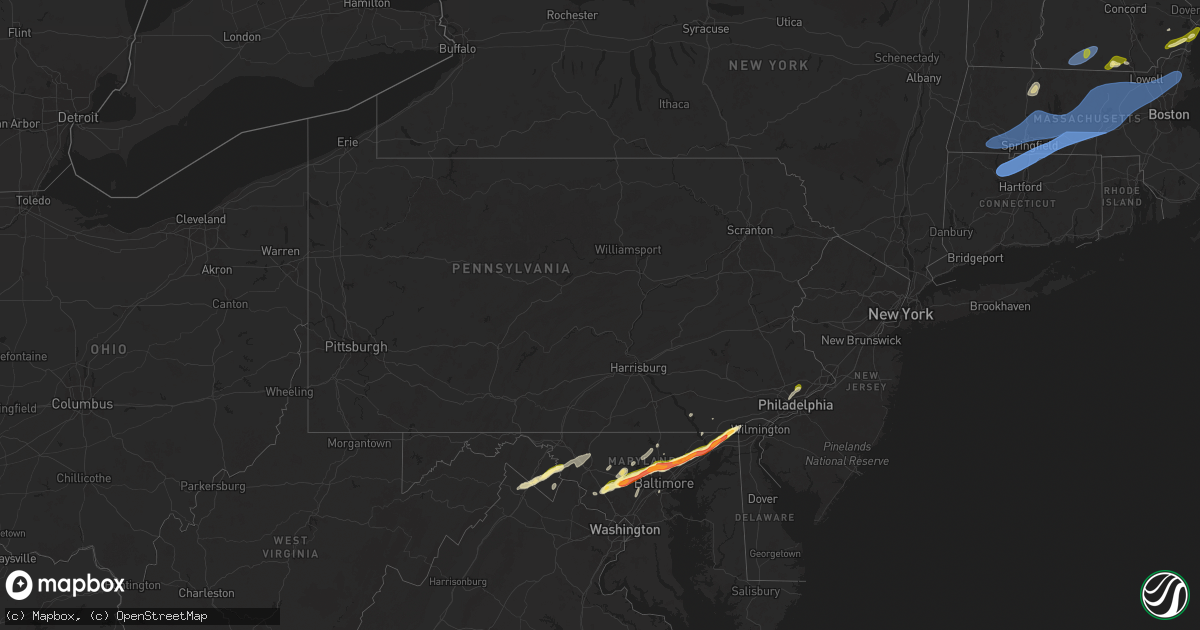 Hail map in Pennsylvania on May 3, 2025
