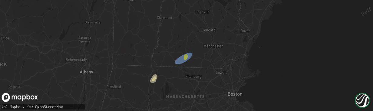 Hail map in Peterborough, NH on May 3, 2025