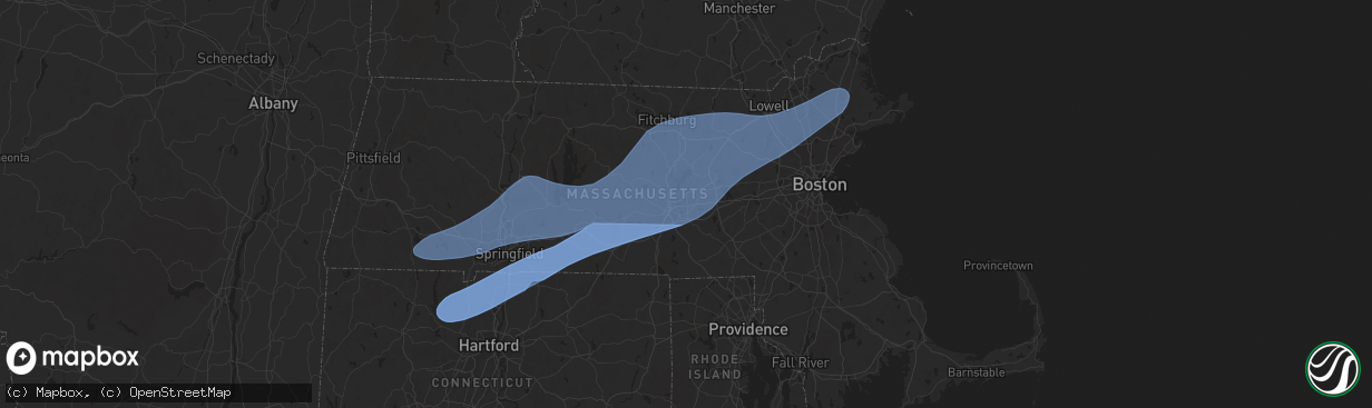Hail map in Shrewsbury, MA on May 3, 2025