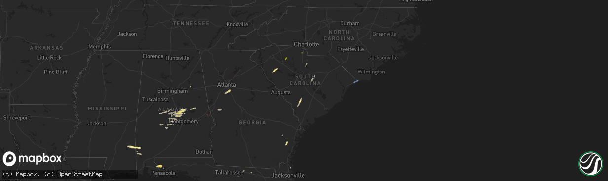 Hail map in South Carolina on May 3, 2025