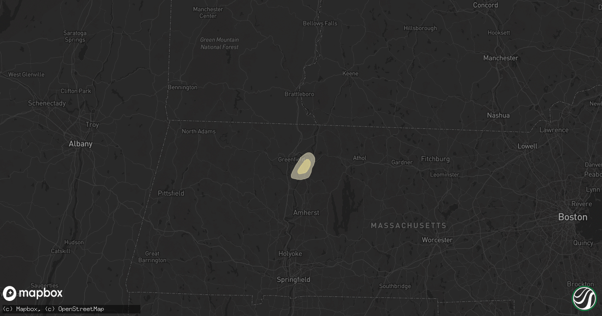 Hail map in Turners Falls, MA on May 3, 2025