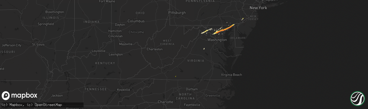 Hail map in Virginia on May 3, 2025